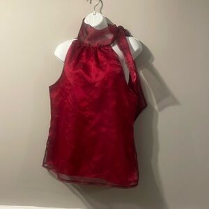 Zo Kai sleeveless turtleneck with a bow on the side red top for women